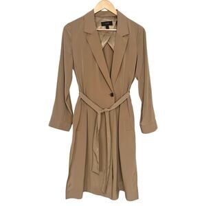 J Crew Satin Lightweight Long Belted Duster Trench Coat Jacket Camel J1706 Small